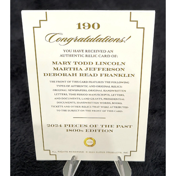 Authentic First Lady Lincoln, Franklin and Jefferson Handwriting Relics History - Picture 6 of 6